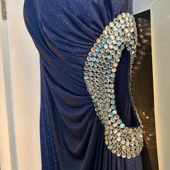 Jovani Sparkly Navy Blue Prom Dress - Picture 3 of 5